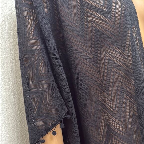 Catherines Black Chevron Kimono Beach Coverup Sz 0X-1X PalmPalm Ball Cruise Wear - Picture 4 of 12
